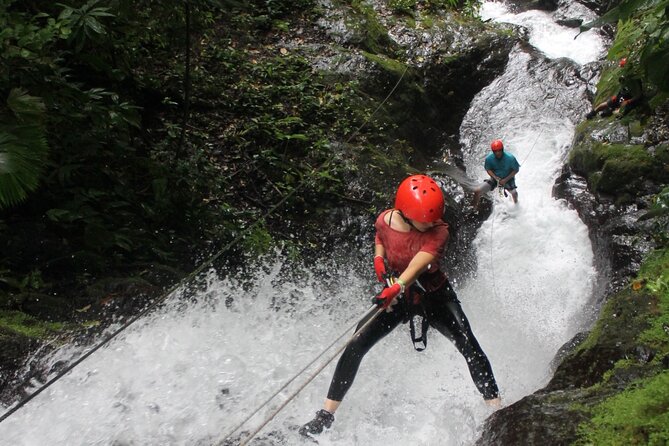 Canyoning Area 360 - Getting suited up for the first waterfall